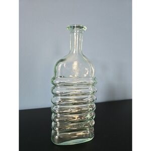 MCM Beehive Ribbed Pressed Style Vase Jar  Bottle Translucent Blue Tint Vintage